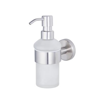 China Wholesale 18/10 Stainless Steel Traditional Bath Wall Mounted Soap Dispenser With Frosted Glass Bottle for sale