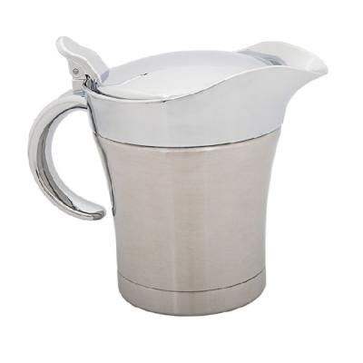 China Sustainable 500ml Double Wall Stainless Steel Gravy Boat Metal Sauce Jug With Lid for sale