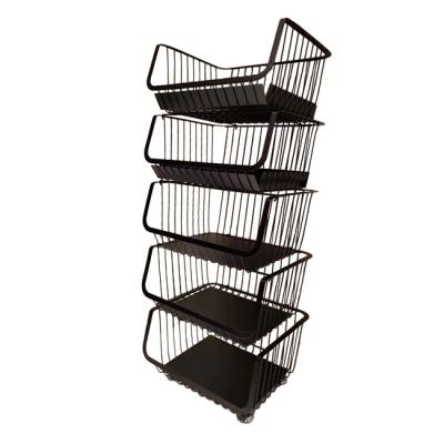 China Sustainable 5 Tiers Wire Multifunction Storage Basket for sale