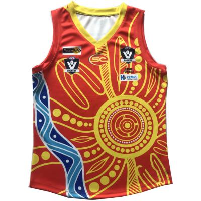 China Custom Made Reversible Footy Jumper AFL Custom Reversible AFL Soccer Uniform Sleeveless Sublimated Singlet for sale