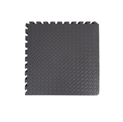 China Dark Gray Interlocked EVA Rubber Foam Floor Puzzle Carpet Sheet Grain Interlock Carpet 60*60CM Cheap Price for sale