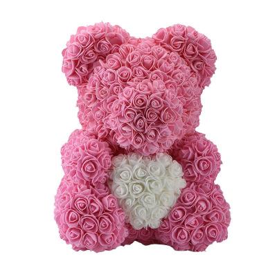 China Valentine's Day 25/40Cm Rose Bear Pe Foam Teddy Artificial Preserved Luxury Wholesale Rose Bear Valentine Day Gift for sale