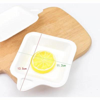 China Rectangular Disposable Picnic Disposable Paper Tableware Dish Dinner Cake Sugar Cane Dish Square for sale