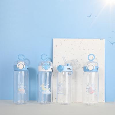 China Sustainable Logo Safe And Custom Non-Toxic Portable Clear Children's Plastic Cups With Silicone Straw for sale