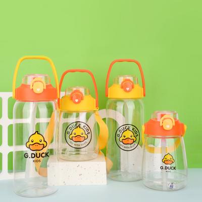 China 2022 Viable Cute Duck 2000ml Large Capacity Clear Plastic Kids Water Bottle Sippy Cups For Children for sale