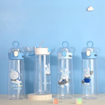 China PC 440ml Cartoon Viable Material Safe Portable Rabbit Water Bottles Plastic Clear Sippy Cups For Kids for sale