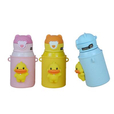 China Hot-selling PORTABLE 450ml Water Bottle Portable Stainless Lid Insulated Kids Vacuum Cup With Silicone Straw for sale