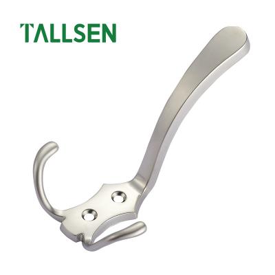 China Factory price zinc alloy metal bathroom accessories clothing double prong wall clothes hooks hanger. for sale