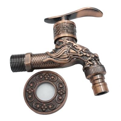 China Sense Faucets Antique Dragon Animal Carved Shape Faucet Garden Brass Bibcock Wall Mounted Sink Pool Sink Faucet for sale