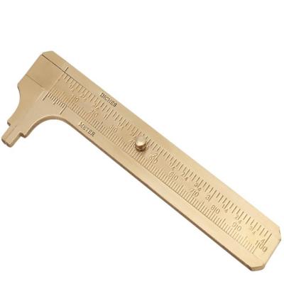 China Mini Retro Gauge Dual Scale Ruler Handheld Portable Brass Measuring Copper Ruler for sale