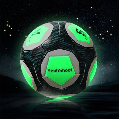 China Wholesale Glowing YeahShoot Soccer Ball Indoor Outdoor Gym Basketball Kids Exercise Glow In The Dark Soccer Ball PU Football Beach Glow Covering Toy for sale