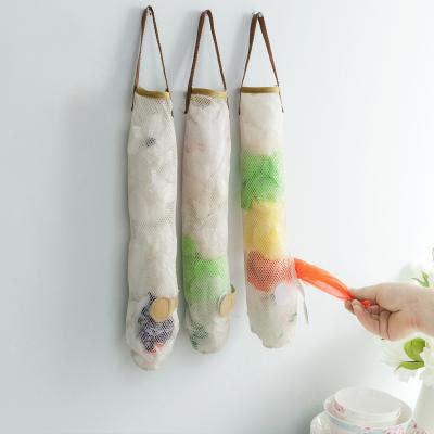 China Customized Viable Nylon Yarn Hanging Knitting Storage Bag For Kitchen Mesh Space Saver Bag Organizer for sale