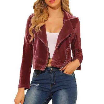 China Fashion Women's Bomber Jacket Velor Custom Lapel Long Sleeve Breathable Women's Jacket for sale