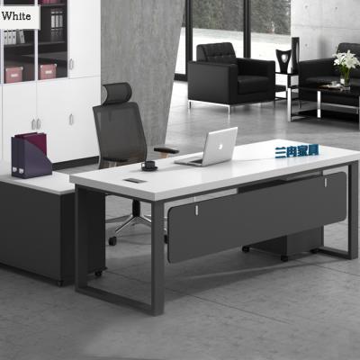 China LANRAN Wood Base Executive Office Desk White With Integrated Lock Office Furniture Manager Desk for sale