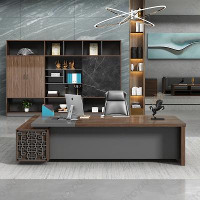 China Sufficient Glossy Wood Storage Space Table Top Frame Office Modern Office Furniture LANRAN for sale