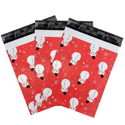 China Nice Printing 100 pcs 10*13inch 26*33cm 32*45cm Christmas Halloween Festival Courier Bag Custom Mailing Bag Snowman Mailing Bag for sale