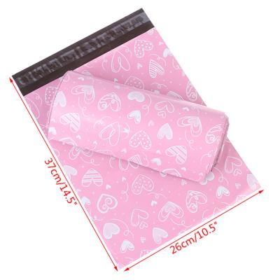 China 2022 Nice Printing Valentine's Day 10*13 Inch Colored Poly Advertisements For Jewelry Wedding Gifts Packaging Love Heart Mailing Bags for sale