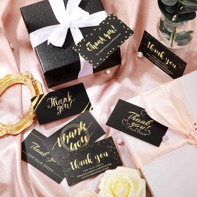 China Thank You Cards Buy Free Design Luxury Custom Small Black Gold Foil Thank You Gift Greeting Card Business Wedding Card for sale