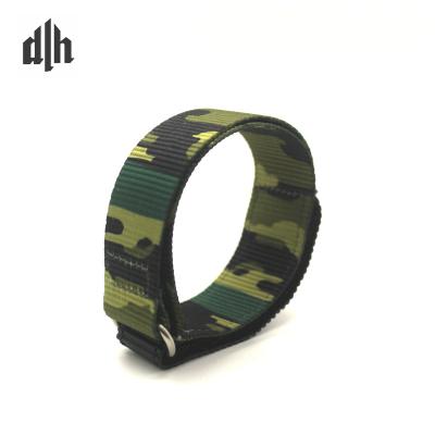 China Wholesale Custom Variable Sports Hot Sale Nylon Magic Watch Band Leather Hook and Loop Camouflage Brand Watch Strap Stick for sale