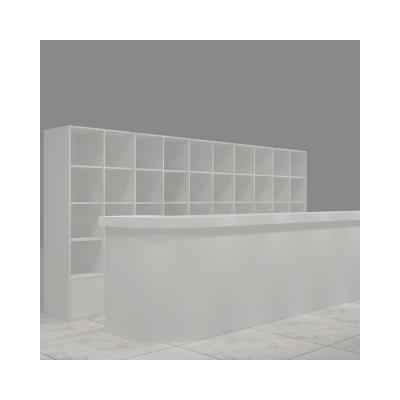 China Plated White Display Stands Cabinet And Reception Counter For Supermarket Display for sale