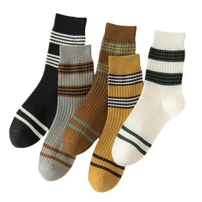 China Manufacturer Antibacterial Antumn And Winter Customized Logo Cotton Knitted Crew Socks Business Dress Socks For Men for sale