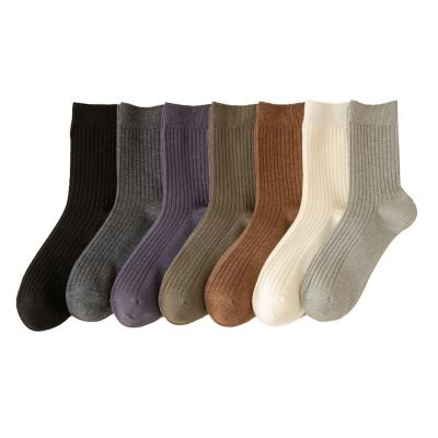 China Customized Antibacterial Hot Selling Solid Color Logo Crew Business Socks Winter Woolen Dress Knitted Warm Socks For Men for sale