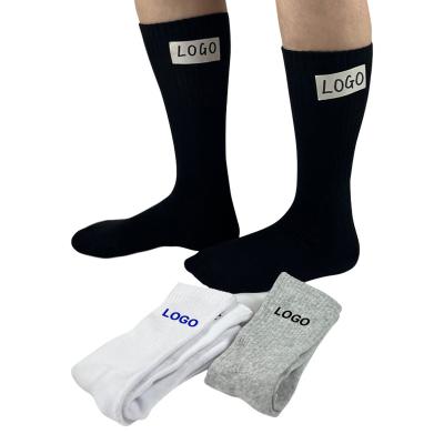 China Breathable Terry Custom Logo Socks Gym Workout Calcetines Meias Sock Mens Athletic Sports Crew Sock for sale