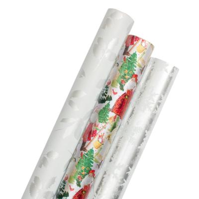 China Silver Santa Custom Printed Wrapping Paper Roll Gift Wrapping Paper Manufacturer Roll wrapping paper for sale