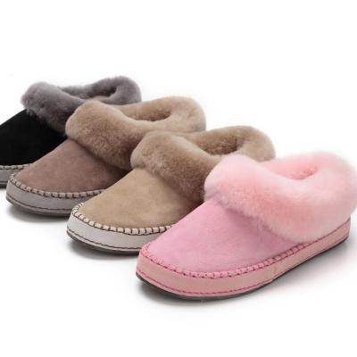 China Fashion Trend Sheep Wool Fur Wool House Slippers Luxury Outdoor Winter Indoors For Woman Fashion Leather Fluffy Slippers for sale