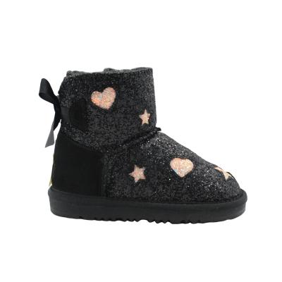 China Trend Round Sequin Fashion Sheepskin Upper Wool Striped Kids Winter Fur ARC Boot for sale