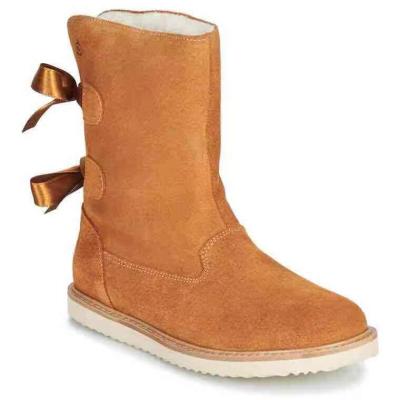 China Best Selling Round Top Cowsuede Sheepskin Wool Lined Kids Winter Fur ARC Boot for sale