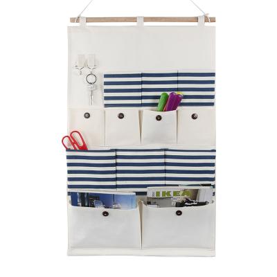 China Sustainable Hot Selling Amazon Numbers Hanging Cotton Canvas Storage Organizer Bag for sale