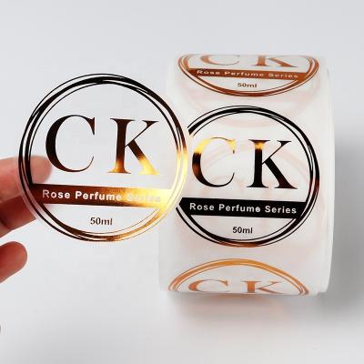 China Waterproof Clear Round Logo Stickers Custom Product Vinyl Printing Packaging Labels Transparent Stickers Roll for sale