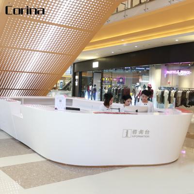 China White Modern Solid Acrylic Outdoor Stone Front Counter Information Service Desk Shopping Mall Receptions for sale