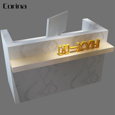 China Modern Acrylic Solid Outdoor Modern Artificial Stone Gray Marble Office Counter Front Desks for sale