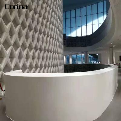 China Custom Made Seamless High Level Solid Outdoor Round Round Airport Hotel Public White Reception Countertop Public White Reception for sale