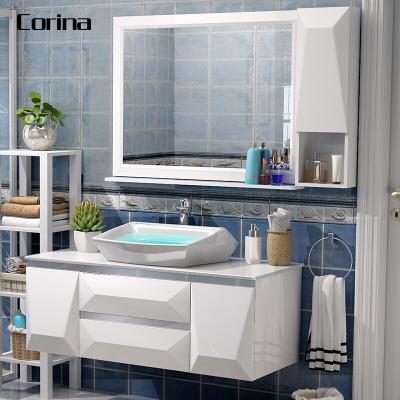 China White Modern Corina Classic Cabinet Bathroom Wash Basin Bathroom Vanity for sale