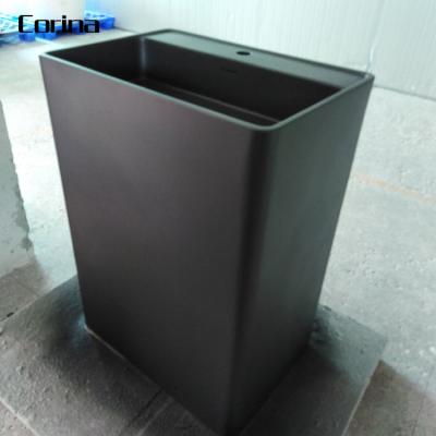 China Corina Black Modern Freestanding Wash Basin Toilet Pedestal Sink for sale