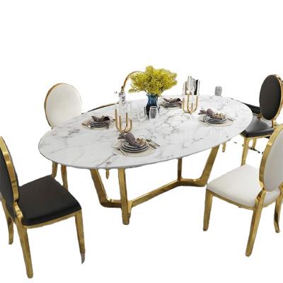 China (Size)Adjustable custom made round made luxury white artificial marble top dining chairs and table for sale