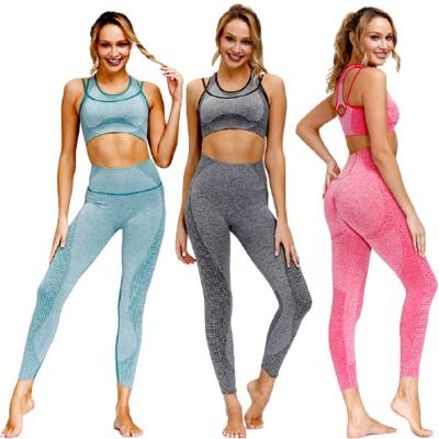 China Antibacterial Gym Clothes High Impact Women Sports Bra Seamless 2 Piece Workout Set for sale