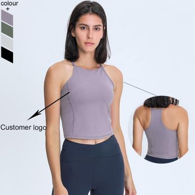 China Antibacterial Womens Workout Clothes Crop Sleeveless Top Fitness Gym Beach Top Yoga Shirts for sale