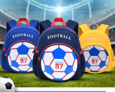 China Wholesale Cute Water Resistant Boy And Girl Cartoon Football Yellow / Blue Children Schoolbag Kindergarten Backpack Bags for sale