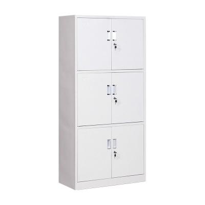 China Steel Storage Office Cabinet Brown Mix White Metal Cabinet Three Sections Adjustable File Cabinet (Height) for sale