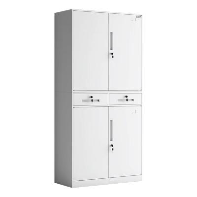 China Factory Supply Adjustable Steel Cabinet Brown Doors Metal Glass Storage File Cabinet With Two Drawers for sale