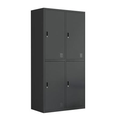 China Factory Supply Adjustable Steel Clothes Locker Black 4 Door (Size) Metal Wardrobe Storage For Gym School for sale