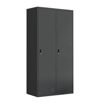 China Factory Supply Adjustable Steel Clothes Locker Black 2 Door (Size) Metal Wardrobe Storage For Gym School for sale