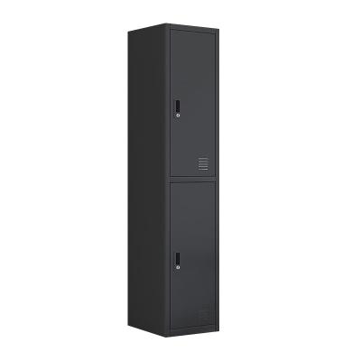 China Factory Supply (Size) Adjustable Steel Clothes Locker Black 2 Doors Single Metal Wardrobe Storage For Gym School for sale