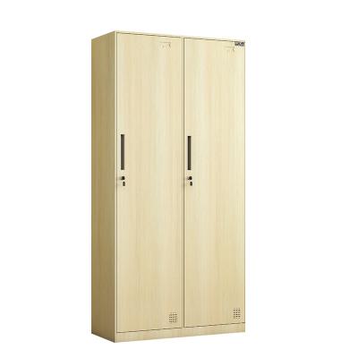 China Factory Supply (Size) Adjustable Steel Clothes Single Locker 2 Door Metal Wardrobe Storage Light Brown For Gym School for sale