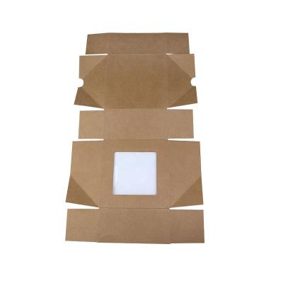 China Recyclable Four Lattice Paper Boxes Food Kraft Kraft Cardboard Paper Box With Window For Cakes for sale