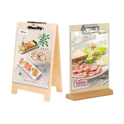 China Menu Splint With Double Side Staples Table Price Card Display Poster Listing Board Advertising Table Racks for sale